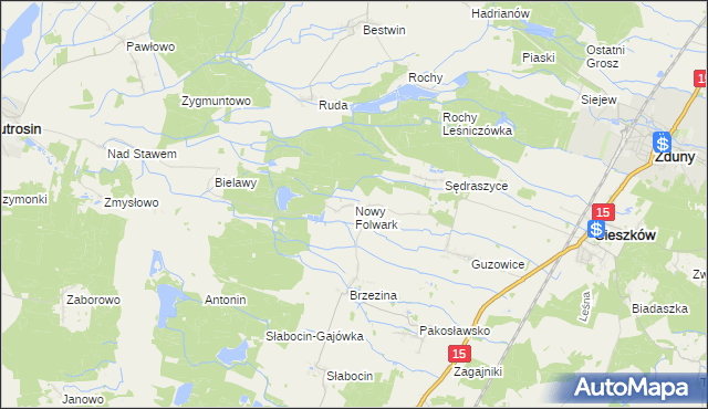 mapa Nowy Folwark gmina Cieszków, Nowy Folwark gmina Cieszków na mapie Targeo