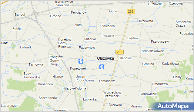mapa Olszówka powiat kolski, Olszówka powiat kolski na mapie Targeo