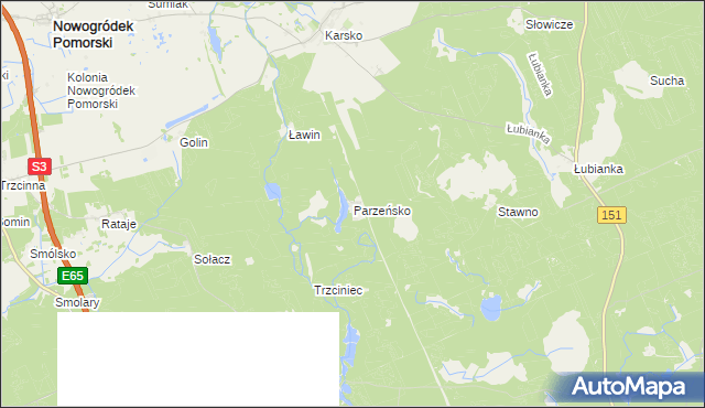 mapa Parzeńsko, Parzeńsko na mapie Targeo