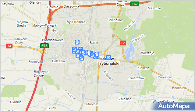 mapa Piotrków Trybunalski, Piotrków Trybunalski na mapie Targeo