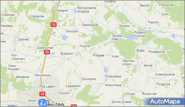 mapa Podgaje gmina Busko-Zdrój, Podgaje gmina Busko-Zdrój na mapie Targeo