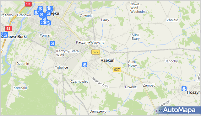 mapa Rzekuń, Rzekuń na mapie Targeo