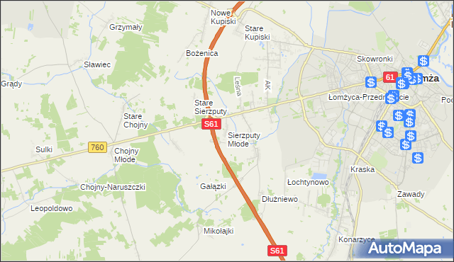 mapa Sierzputy Młode, Sierzputy Młode na mapie Targeo