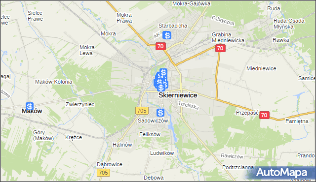 mapa Skierniewic, Skierniewice na mapie Targeo