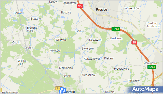 mapa Świerzów, Świerzów na mapie Targeo