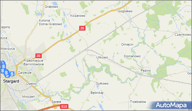 mapa Ulikowo, Ulikowo na mapie Targeo