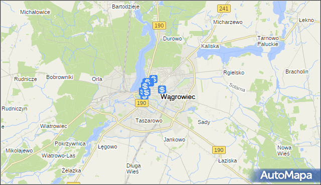 mapa Wągrowiec, Wągrowiec na mapie Targeo
