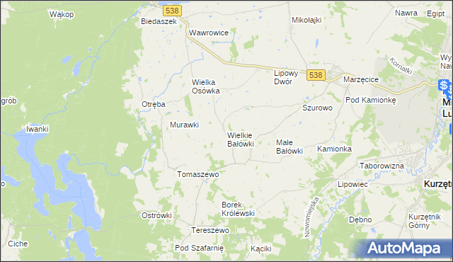 mapa Wielkie Bałówki, Wielkie Bałówki na mapie Targeo