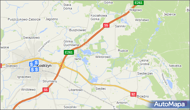 mapa Wiktorowo gmina Kostrzyn, Wiktorowo gmina Kostrzyn na mapie Targeo
