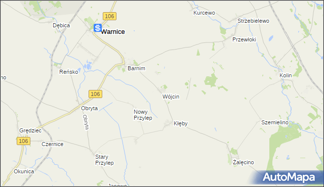 mapa Wójcin gmina Warnice, Wójcin gmina Warnice na mapie Targeo