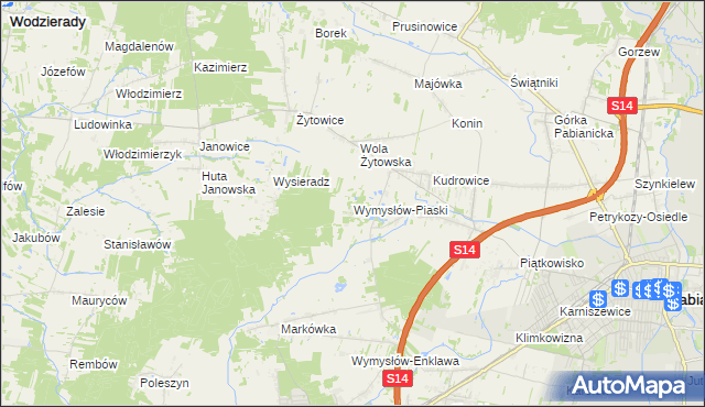 mapa Wymysłów-Piaski, Wymysłów-Piaski na mapie Targeo
