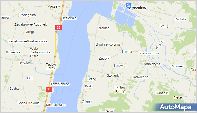 mapa Zagórki gmina Pęczniew, Zagórki gmina Pęczniew na mapie Targeo
