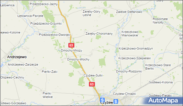 mapa Zaręby-Bindugi, Zaręby-Bindugi na mapie Targeo