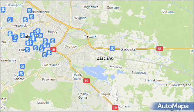 mapa Zaścianki gmina Supraśl, Zaścianki gmina Supraśl na mapie Targeo