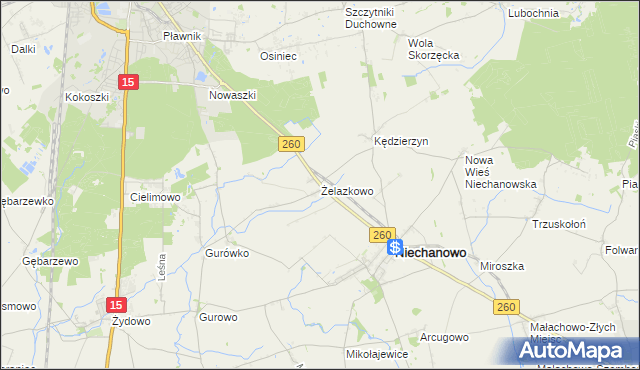 mapa Żelazkowo gmina Niechanowo, Żelazkowo gmina Niechanowo na mapie Targeo