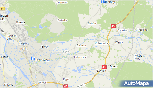 mapa Biadacz gmina Łubniany, Biadacz gmina Łubniany na mapie Targeo