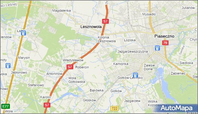 mapa Bobrowiec gmina Piaseczno, Bobrowiec gmina Piaseczno na mapie Targeo