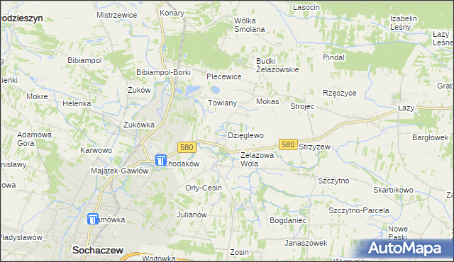 mapa Dzięglewo, Dzięglewo na mapie Targeo