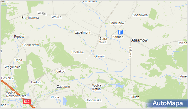 mapa Glinnik gmina Abramów, Glinnik gmina Abramów na mapie Targeo