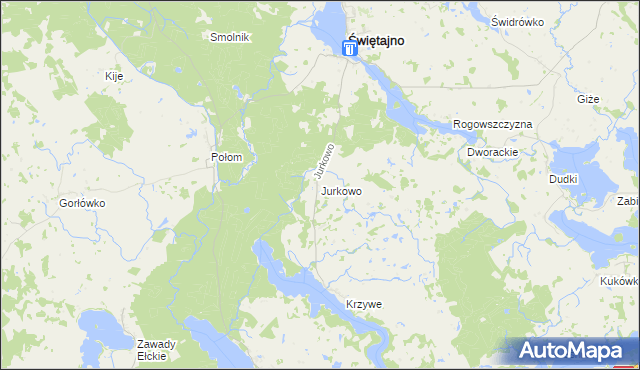 mapa Jurkowo gmina Świętajno, Jurkowo gmina Świętajno na mapie Targeo