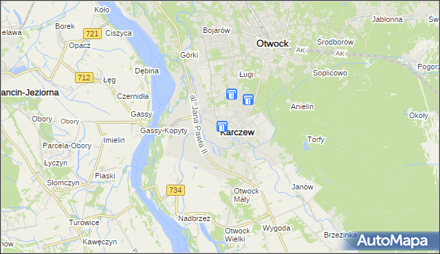 mapa Karczew powiat otwocki, Karczew powiat otwocki na mapie Targeo
