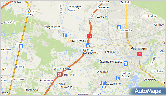 mapa Kolonia Lesznowola, Kolonia Lesznowola na mapie Targeo