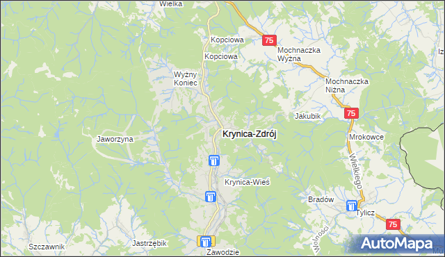 mapa Krynica-Zdrój, Krynica-Zdrój na mapie Targeo