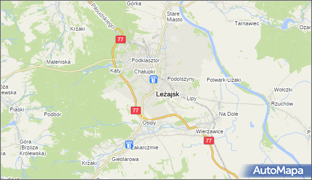 mapa Leżajsk, Leżajsk na mapie Targeo