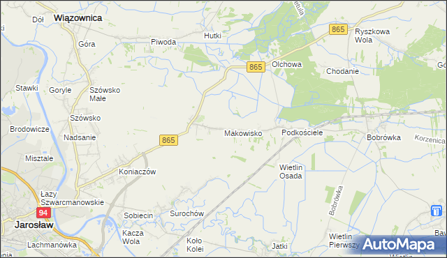 mapa Makowisko gmina Jarosław, Makowisko gmina Jarosław na mapie Targeo