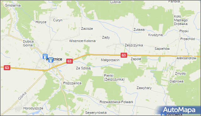 mapa Małgorzacin gmina Wisznice, Małgorzacin gmina Wisznice na mapie Targeo