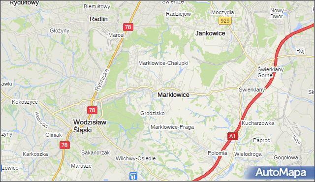 mapa Marklowice, Marklowice na mapie Targeo