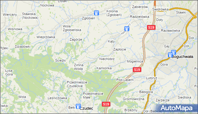 mapa Niechobrz, Niechobrz na mapie Targeo