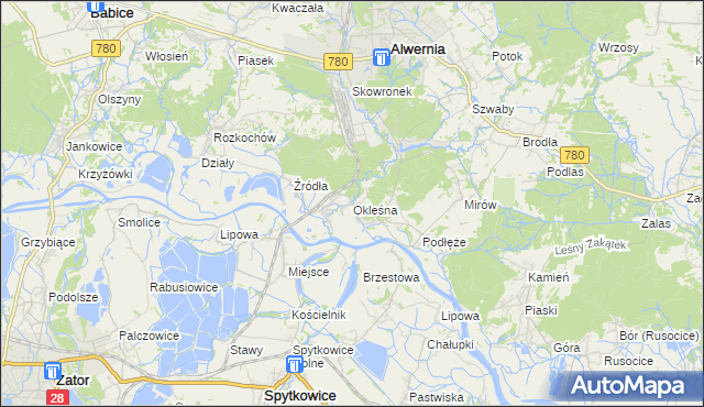 mapa Okleśna, Okleśna na mapie Targeo