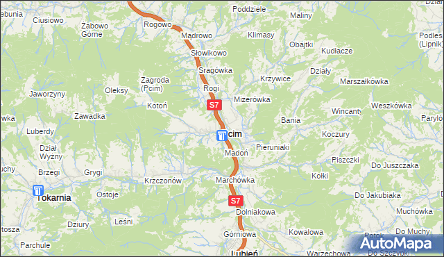 mapa Pcim, Pcim na mapie Targeo