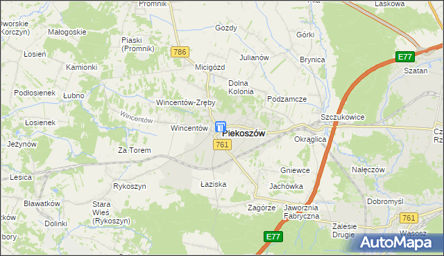 mapa Piekoszów, Piekoszów na mapie Targeo