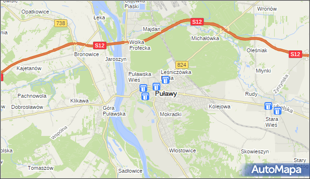 mapa Puław, Puławy na mapie Targeo