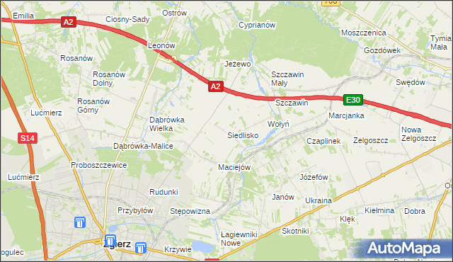 mapa Siedlisko gmina Zgierz, Siedlisko gmina Zgierz na mapie Targeo