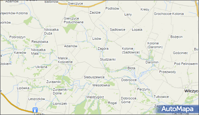 mapa Studzianki gmina Lipnik, Studzianki gmina Lipnik na mapie Targeo