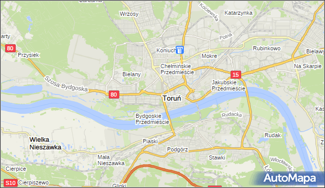 mapa Torunia, Toruń na mapie Targeo