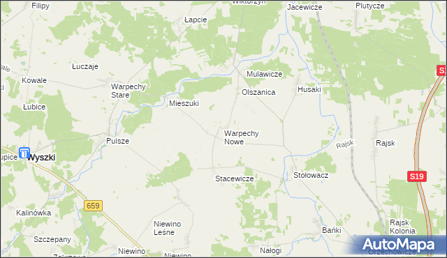 mapa Warpechy Nowe, Warpechy Nowe na mapie Targeo