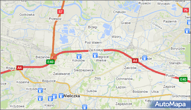mapa Węgrzce Wielkie, Węgrzce Wielkie na mapie Targeo