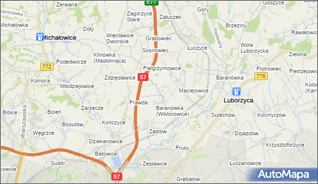 mapa Wiktorowice, Wiktorowice na mapie Targeo