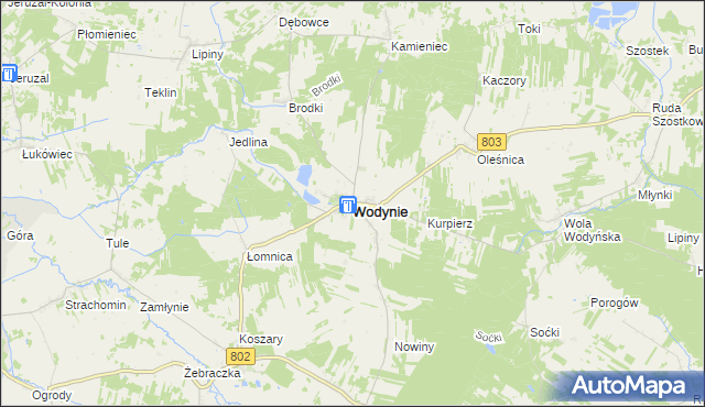 mapa Wodynie, Wodynie na mapie Targeo
