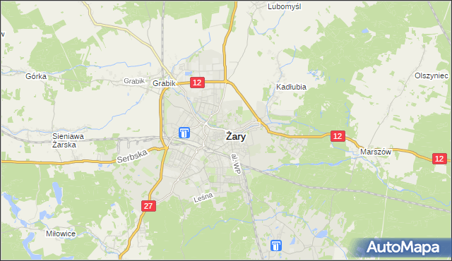 mapa Żary, Żary na mapie Targeo