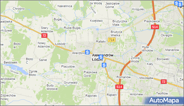 mapa Aleksandrów Łódzki, Aleksandrów Łódzki na mapie Targeo
