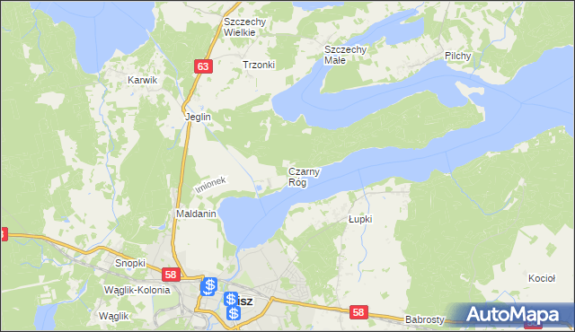 mapa Czarny Róg gmina Pisz, Czarny Róg gmina Pisz na mapie Targeo