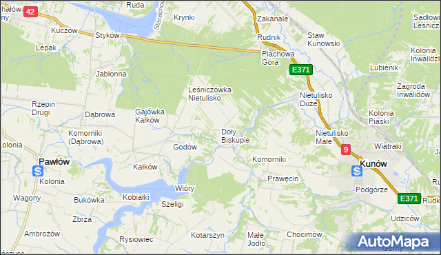 mapa Doły Biskupie, Doły Biskupie na mapie Targeo