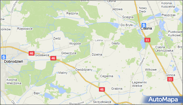 mapa Dzielna gmina Ciasna, Dzielna gmina Ciasna na mapie Targeo