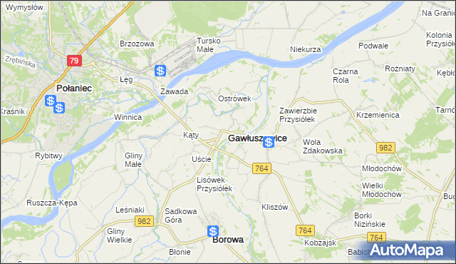 mapa Gawłuszowice, Gawłuszowice na mapie Targeo