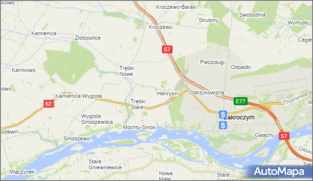 mapa Henrysin gmina Zakroczym, Henrysin gmina Zakroczym na mapie Targeo